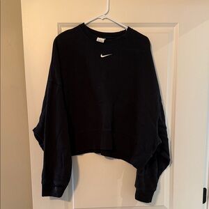 Nike Women's Black Cropped Logo Sweatshirt